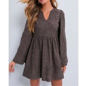 Tuckernuck Hyacinth House Brown Flare Sleeve Mini Dress
